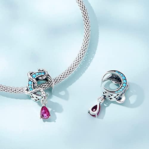 Babamia Snake Charms For Bracelets And Necklaces 925 Sterling Silver Dainty Bead Charms Paved With Cubic Zirconia Charm Snake And Moon Charm For Women Girls Jewelry Gift #TOP3