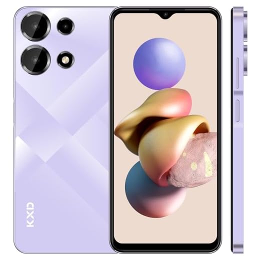 EL KXD A10 Téléphone Portable debloqué 8Go+128Go/ TF 256Go, Écran 6.6" HD+, Octa Core, 4500mAh, 13MP+8MP, Android 13 4G Smartphone Pas Cher Dual SIM, Fingerprint/Face ID/GPS/WiFi/Type C-Violet