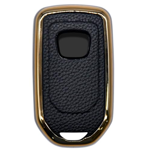 Image of KMH - TPU Leather Gold Pattern Key Cover Compatible with Honda D2 (Black)
