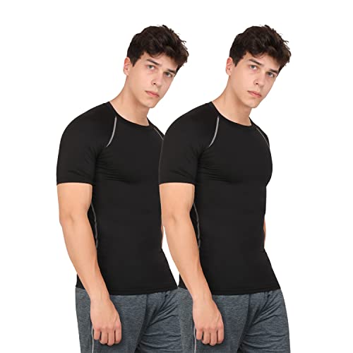 Image of WMX Men's Compression Shirts Athletic Short Sleeve Quick Dry Base-Layer Workout Running T-Shirt Sports Active Fitted Tops