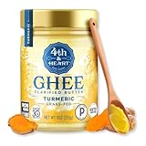 4th & Heart Turmeric Grass-Fed Ghee, Clarified Butter, 1:1 Butter Substitute, Pasture-Raised, Lactose & Casein Free, 9 oz