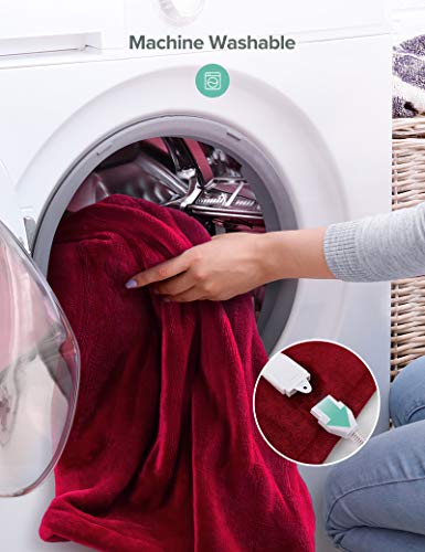 Sable Electric Throw, 50" x 60" Full Body Warming Blanket Twin, Double-Layer Flanne Fast 10 Levels, Over-Heat Protect, Machine Washable, For Home Office Use, Red - Thumbnail 3