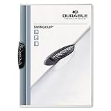 DURABLE SwingClip No-Punch Report Cover, Letter, Holds 30 Pages, Clear/Black, 25-Pack (226301)