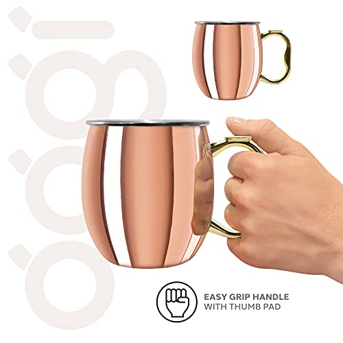 Oggi Stainless Steel Moscow Mule Mug - 20 oz, Copper Plated with EZ-grip handle - Thumbnail 5