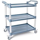 Aimoly 3-Tier Rolling Utility Cart on Wheels, 510 lbs Capacity Utility Service Cart, Commercial Kitchen Cart with 4 Lockable Swivel Casters for Restaurant/Home/Warehouse/Office (31.5X 15.75x 37.4 in)
