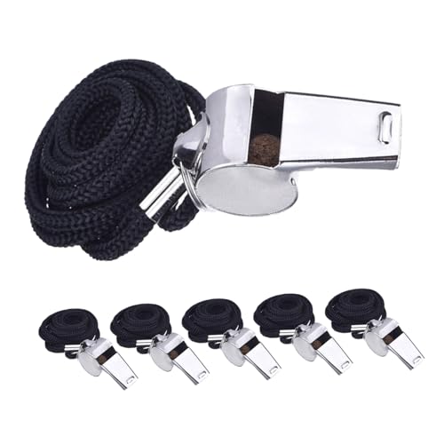 6 silbatos de metal para árbitro con cordón y acero inoxidable miniatura 1