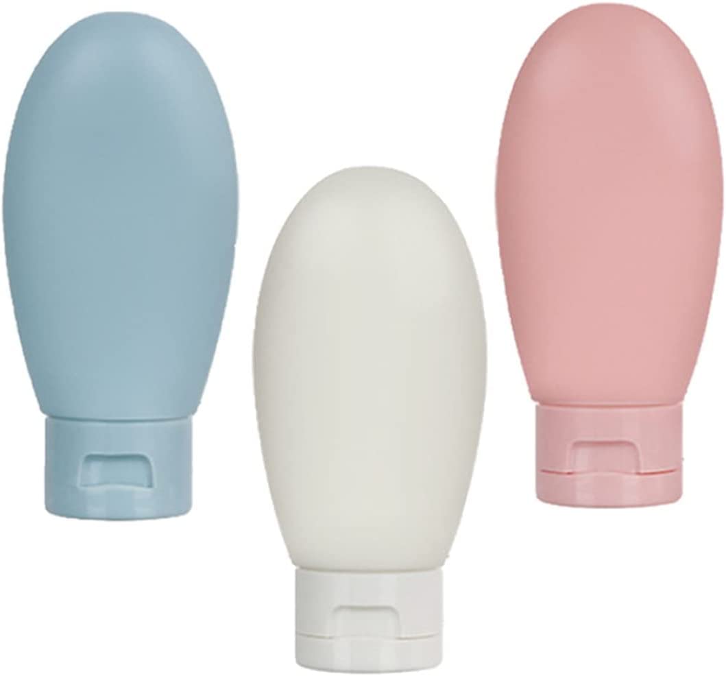 Obtheleg Travel Squeeze Bottles, 3pcs 60ml Squeeze Travel Cosmetic Container, Refillable Makeup Bottles, Empty Soft Tubes Cosmetic Bottles for for Shampoo Lotion (3 Colors)
