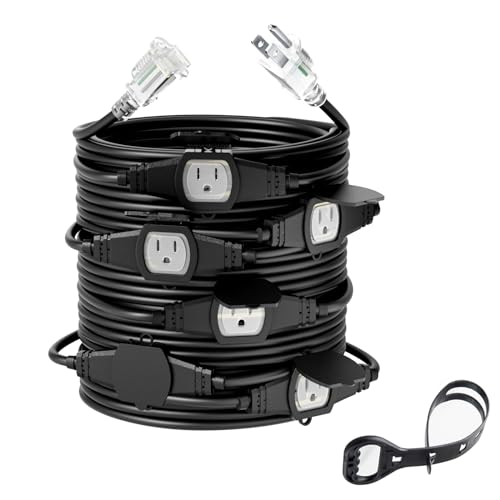 50ft 7-outlet outdoor extension cord with IP44 cap