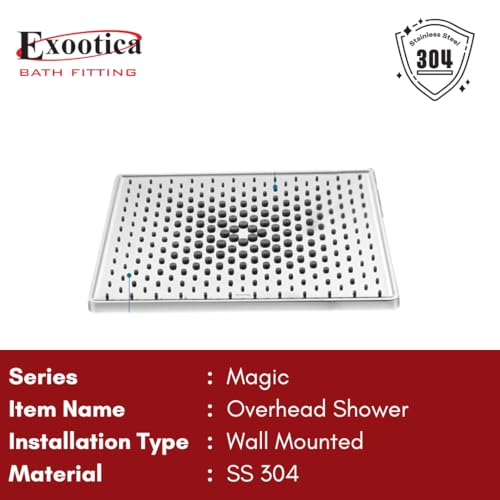 Image of Stainless Steel 304 Shower Head | 1Pc, 4 x 4In Size, Silver | Heavy Metal, Ultra Slim Square Luxury Bathroom Overhead Shower - Magic