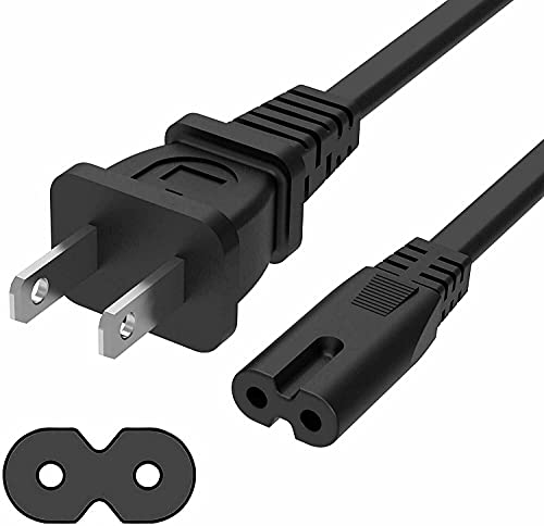 5 Core Extra Long 6ft 2 Prong Non-Polarized AC Wall Power Cable 2 Slot Cord for HP Dell Samsung Sony Asus Acer Toshiba Laptop Charger LED LCD Monitor Replacement Power Cord PP 1001