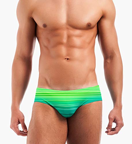 Men's Sexy Low Rise Swim Briefs Bikini Swimsuits Striped Trunks Swimwear - Thumbnail 4
