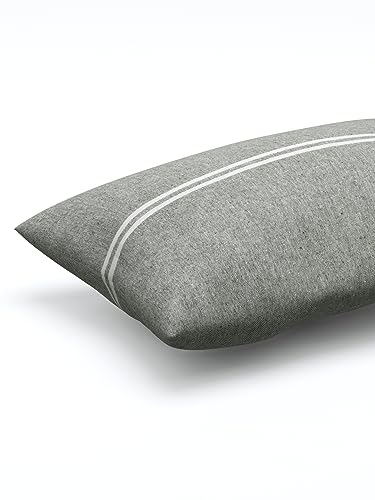 Image of 180 TC Pillow Cover Set of 2 | Pillow Cover Cotton 100% | Pillow Cover Set of 2 King Size | Wrinkle Free & Fade Resistance | Striped Pattern | Standard Size | All Season Use (Grey2)