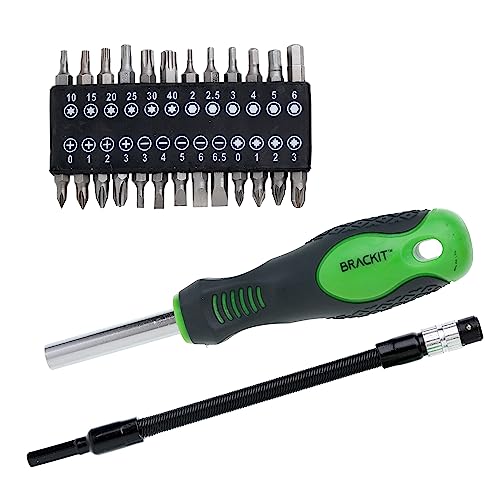 Brackit 42 Pieces Premium Screwdriver Set with Magnetic Tips and Rubber Handles, Including Phillips and Flat Heads in Durable Storage Case