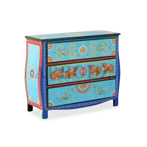 Image of APRODZ Wooden Handpainted Chest of Drawer Cabinet for Storage (Multicolor)