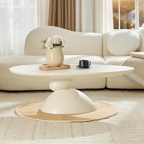 Lucky Oval Coffee Table, Minimalist Fiberglass Tea Table with Sculptural