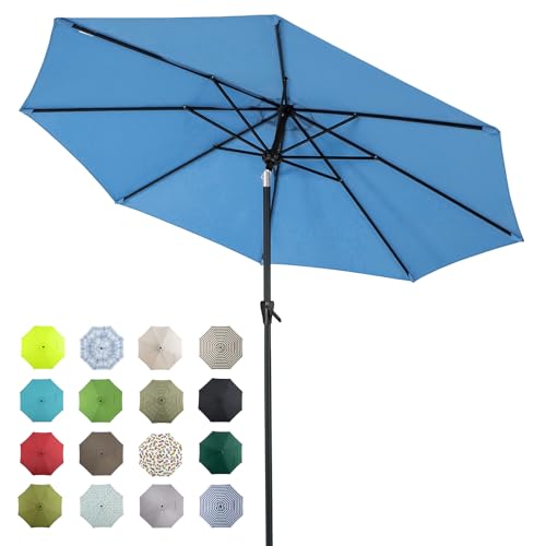 Image of Tempera Patio Market Outdoor Table Umbrella with Auto Tilt and Crank, Large Sun Umbrella with Sturdy Pole & Fade Resistant Canopy, Easy to Set