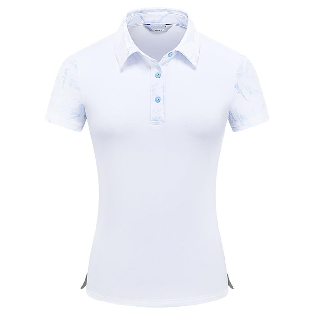 LANGWEI Polo da Golf da Donna T-Shirt Estiva Leggera E Traspirante A Maniche Corte Stampata Ad Asciugatura Rapida