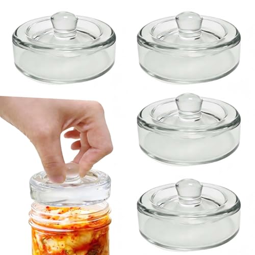 CDDCWZ 4 Stück Fermentiergewichte mit Ø 8 cm Glasgewichte zum Fermentieren von Gemüse in Salzlake Ideal zum Fermentieren von Sauerkraut Kimchi Gurken und Anderen Fermentierten Lebensmitteln