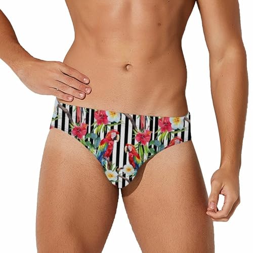 Macaw Parrot Flowers Novelty Men's Brief Swimwear Pants Swimming Trunks Beach Shorts Underwear