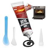 JAOJAO High Temp Silicone Sealant, Heat Resistant Glue High Temperature Sealant with Brush Glass Cooktop Repair Kit Fast Drying Waterproof for Oven, Microwave 100ml (Black)