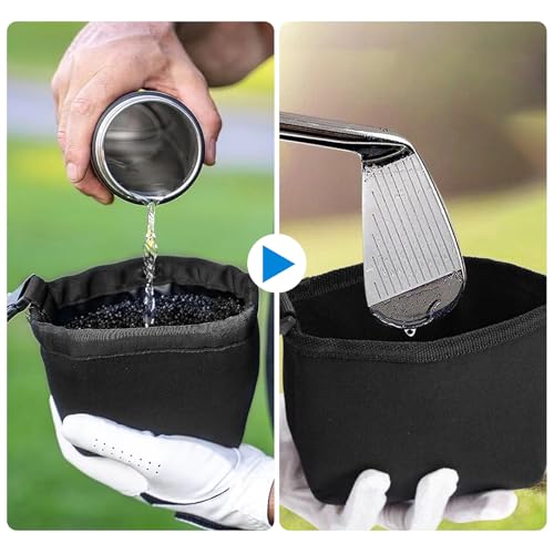 ZMDMAH Golfball Reinigungstasche Golf Club Reinigungsbeutel für Golfschläger wasserdichte Tasche Reinigungstasche mit Abnehmbarer Clip Tragbare Golfballtasche Waschtasche für Männer und Frauen