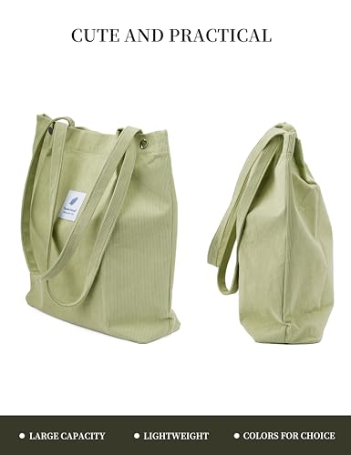 Image of TOPASION Cute Corduroy Tote Bag Canvas Shoulder Handbags for Women Travel Shopping