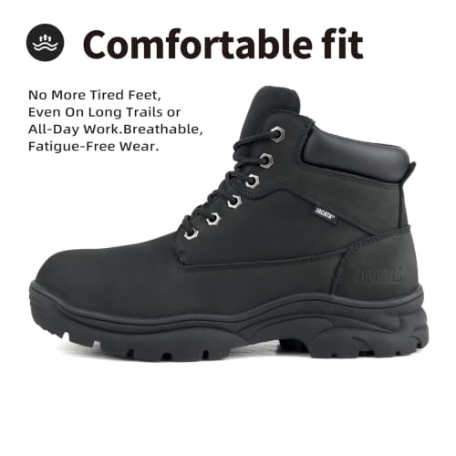 Image of Jacata Men's Work Boots for Construction Waterproof Slip Resistant Leather