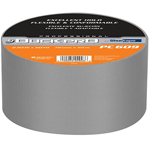 Image of Duck Pro by Shurtape Professional Grade, Co-Extruded Cloth Duct Tape for HVAC, Insulation and Housing Assembly, 72mm x 60yd, 10.0 mil, Silver, 1 Roll (105476)