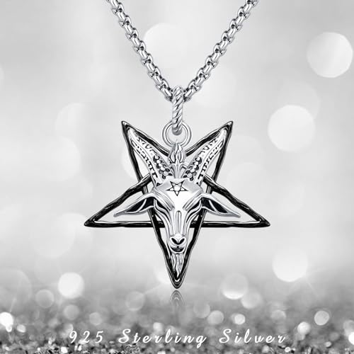 Pendentif tête de chèvre en argent 925 massif avec sa chaîne Baphomet - 7