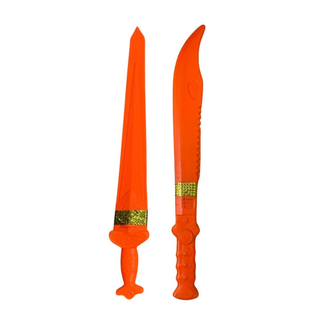 Vidhyapati Plastic Weapon Role Play Toy for Kids | Smooth Edges Activity Toy. (1-Khanjar/1-Talwar (Combo - 2 Pcs))