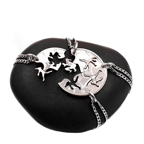 4 Piece Girls Softball Necklaces, Pitchers and Catcher, Best Friends Team Players, BFF Gifts, Interlocking Sports Jewelry, Hand Cut Coin, By NameCoins