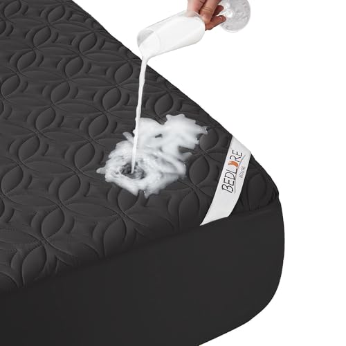 BEDLORE Waterproof Mattress Protector, California King Size Mattress Pad with Deep Pocket 6"-18" Depth, Soft Noiseless Dirt-Proof Bed Mattress Cover Washable for Home, Bedroom, Hotel (Black)