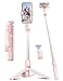 106cm Bastone Selfie, Selfie Stick Estensibile in Alluminio con Telecomando Bastone Selfie Treppiede Rinforzato e Stabile Rotazione a 360° Compatibile con Android e iPhone Telefono (Rosa) immagine