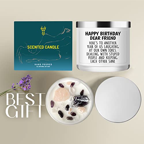 Happy Birthday Gifts For Dear Friend Women, Men - Funny Gift For Best Friend Boss Neighbor Partner Brother Coworker Classmate Bestie Birthday Present Lavender Big Candle 12Oz #TOP2