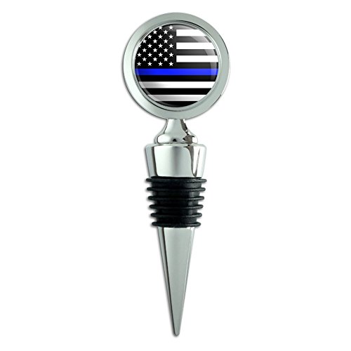 Thin Blue Line American Flag Wine Bottle Stopper