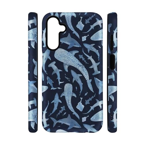 qizjio Aesthetic Shark and Whale Art Phone Case – Cute Ocean Animal, Slim Protective Cover for Samsung Galaxy A15