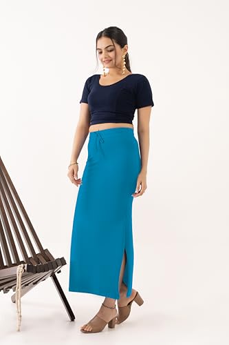 Image of DESI GIRL Cotton Lycra Stretchable Saree Shapewear Petticoat with Drawstring for Women | Fishcut Saree Petticoat with Side Slit for Easy Movement | Saree Shaper | Long inskirt