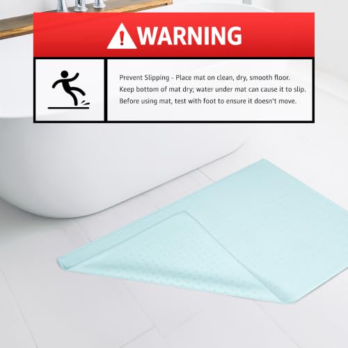 Image of American Soft Linen Bath Rug, 20 in 34 in 100% Cotton Bath Mats Rugs for Bathroom, Slip Reducer Washable Shaggy Form Area Rugs, Electric Blue Bath Rug