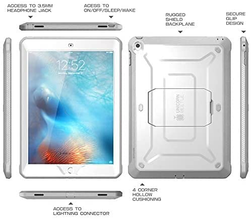 Supcase Unicorn Beetle Pro Series Case Designed For Ipad 9.7 2018 / 2017, With Built-In Screen Protector & Dual Layer Full Body Rugged Protective Case For Ipad 9.7 5Th / 6Th Generation (White) #TOP1