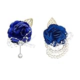KMYZQDV 2Pcs Prom Flower Wrist Corsage Blue Corsage Wristlet Date Rose Dark Wristlet Flowers Wedding Party Anniversary Floral Set
