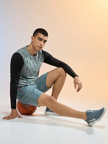 Image of TECHNOSPORT Men's Slim Fit Jacquard Crew Neck Sports Vest with Double Cool, Quick Dry for Sports, Gym & Regular use