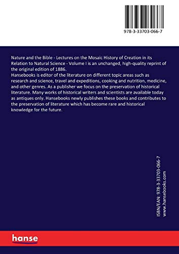 Nature and the Bible - Lectures on the Mosaic History of Creation in its Relation to Natural Science - Franz Heinrich Reusch Kartoniert (TB)