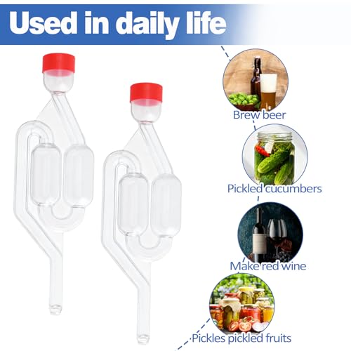 UOCAI 3 sztuki rurki fermentacyjne z pokrywką, Bubbler z końcówką fermentacyjną Airlock do fermentowanej kapusty kiszonej, wina, piwa i wielu innych, nasadka do fermentacji