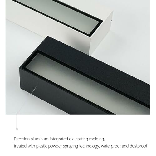 Aplique de pared negro con diseño rectangular minimalista y luz cálida de exterior 2