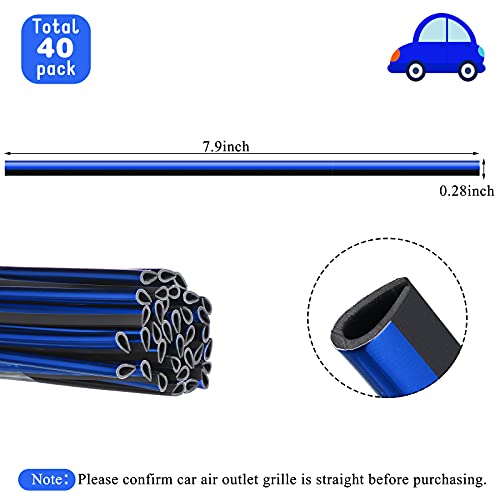 40 Pieces Car Vent Outlet Trim Auto Air Conditioner Decoration Strip Diy Interior Moulding Trim U Shape Interior Line Car Shiny Interior Accessories For Most Straight Air Vent Outlet (Blue) #TOP1