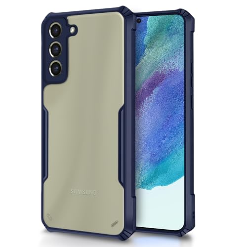 Image of Outlouders Back Cover for Samsung Galaxy S21 FE 5G | Ultra Hybrid Transparent | Full Camera Protection | Raised Edge | Crystal Clear Bumper Case (Blue)