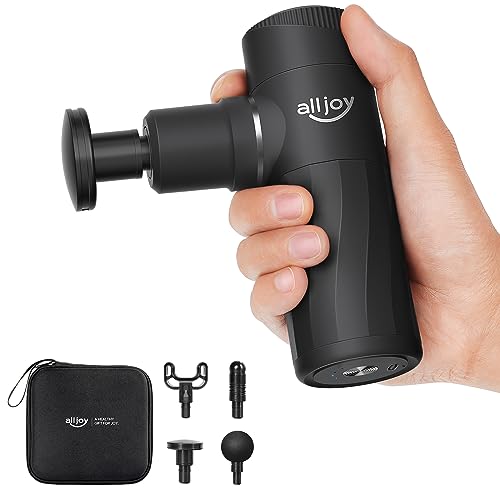 Mini Massage Gun Deep Tissue, Powerful Percussion Muscle Massager Gun with 4 Attachments, 4 Speed Settings, Compact Sports Handheld Massager for Muscles Neck Back Arms