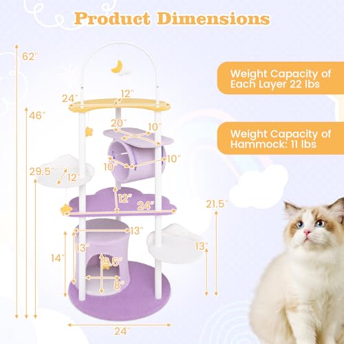 Torre para gatos multi-nivel 62 pulgadas con base redonda miniatura 4