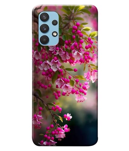 Image of Pink Floral Flowers Printed Hard Back Case Cover Compatible for Samsung Galaxy A32 (Multicolor) - D1662