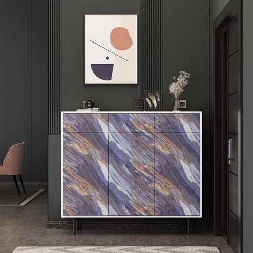 Image of Self Adhesive Marble Wallpaper Kitchen Oil Proof & Waterproof Wallpaper for Cabinet Makeover, Almirah, Plastic & Tabletop, Wardrobe (60x200cm) (New Purple Brown)